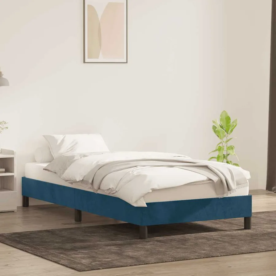 Cadre de lit sans matelas bleu foncé 90x220 cm velours - 3