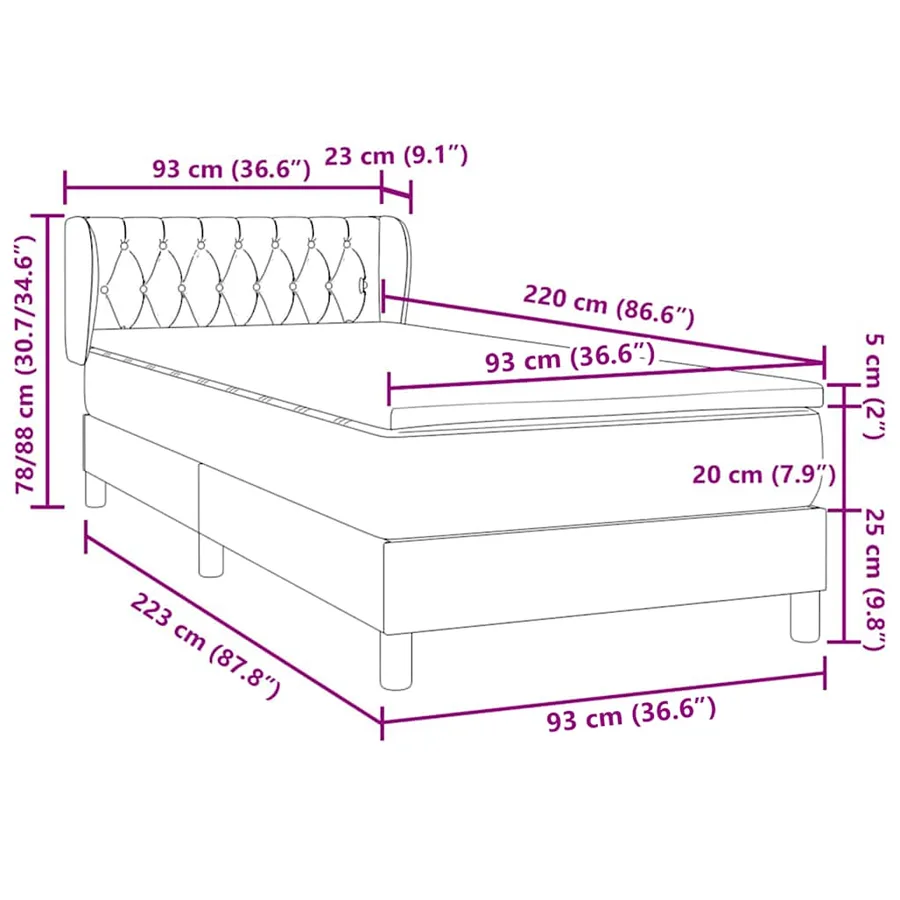 Sommier à lattes de lit et matelas bleu foncé 90x220 cm velours - 12