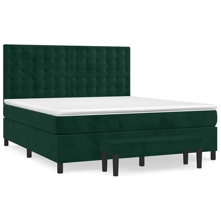 Sommier à lattes de lit et matelas Vert foncé 180x200cm Velours - 2