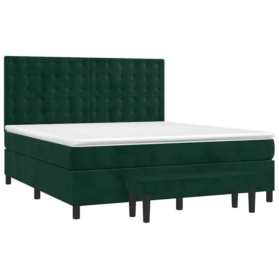 Sommier à lattes de lit et matelas Vert foncé 180x200cm Velours - 3
