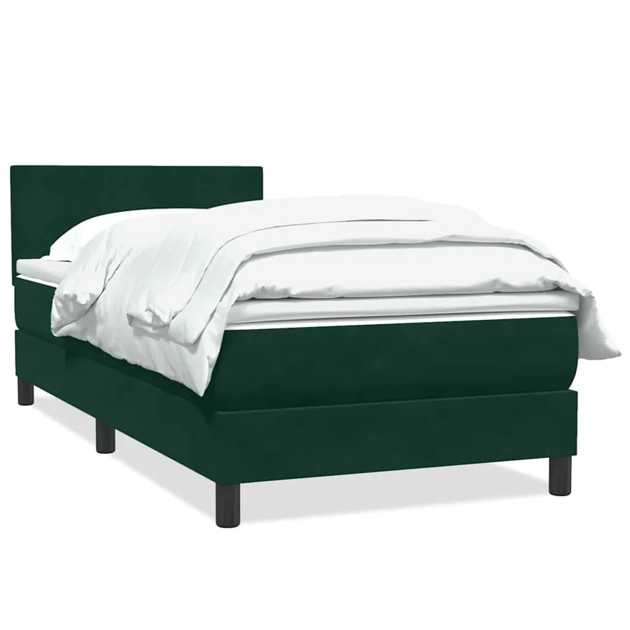 Sommier à lattes de lit et matelas vert foncé 80x210 cm velours - 2