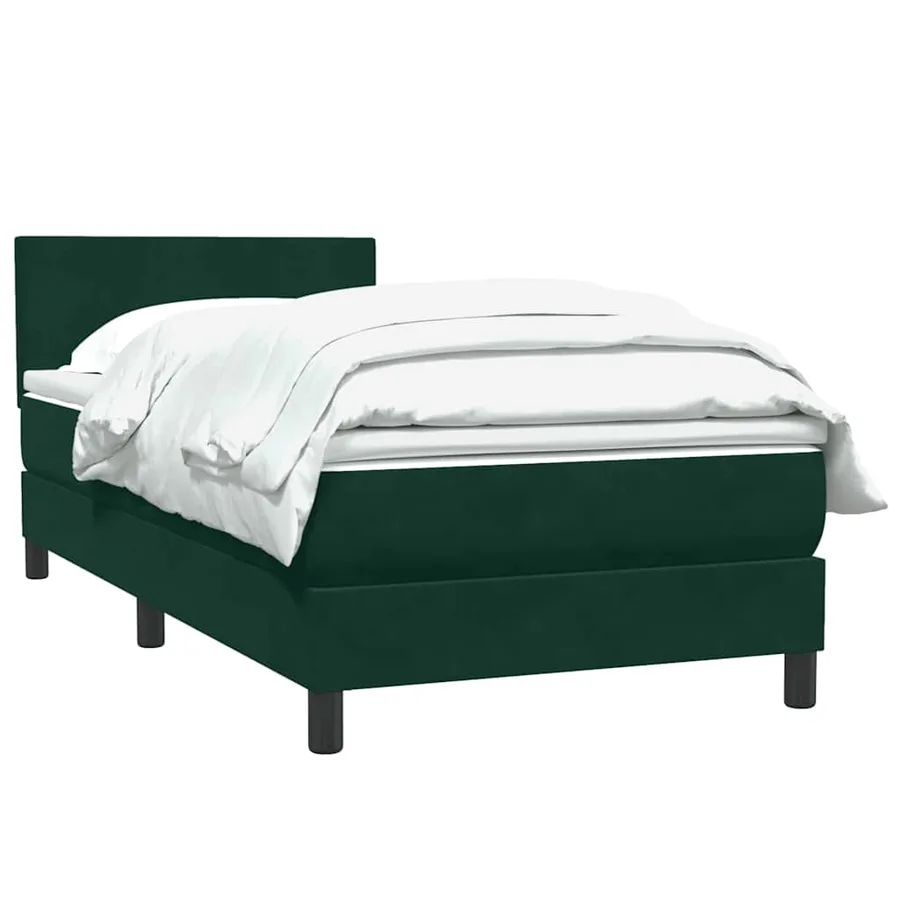 Sommier à lattes de lit et matelas vert foncé 80x210 cm velours - 3