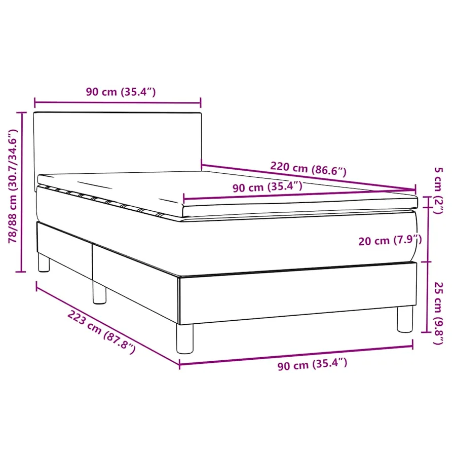 Sommier à lattes de lit avec matelas rose 90x220 cm velours - 12