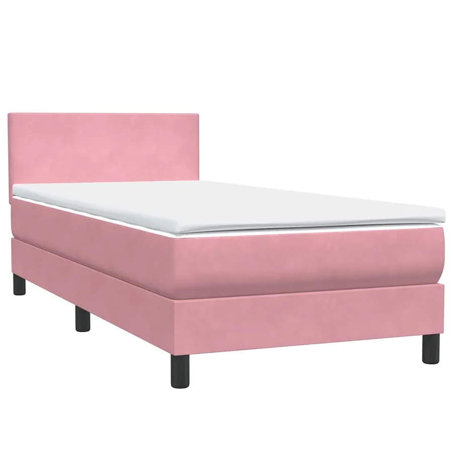 Sommier à lattes de lit avec matelas rose 90x220 cm velours - 4