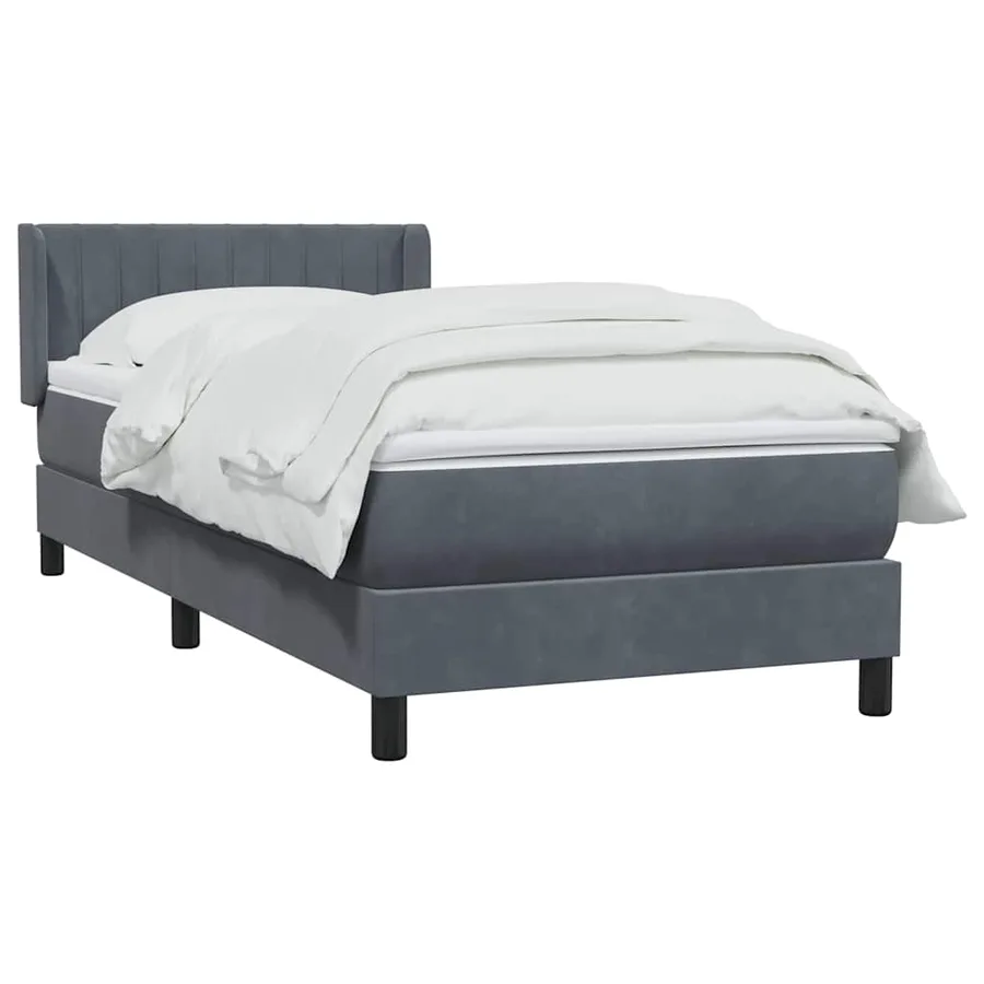 Sommier à lattes de lit et matelas gris foncé 90x210 cm velours - 3