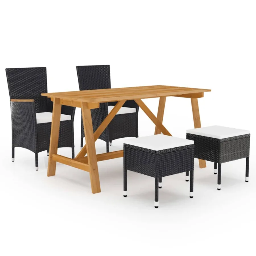 Ensemble à manger de jardin 5 pcs Noir