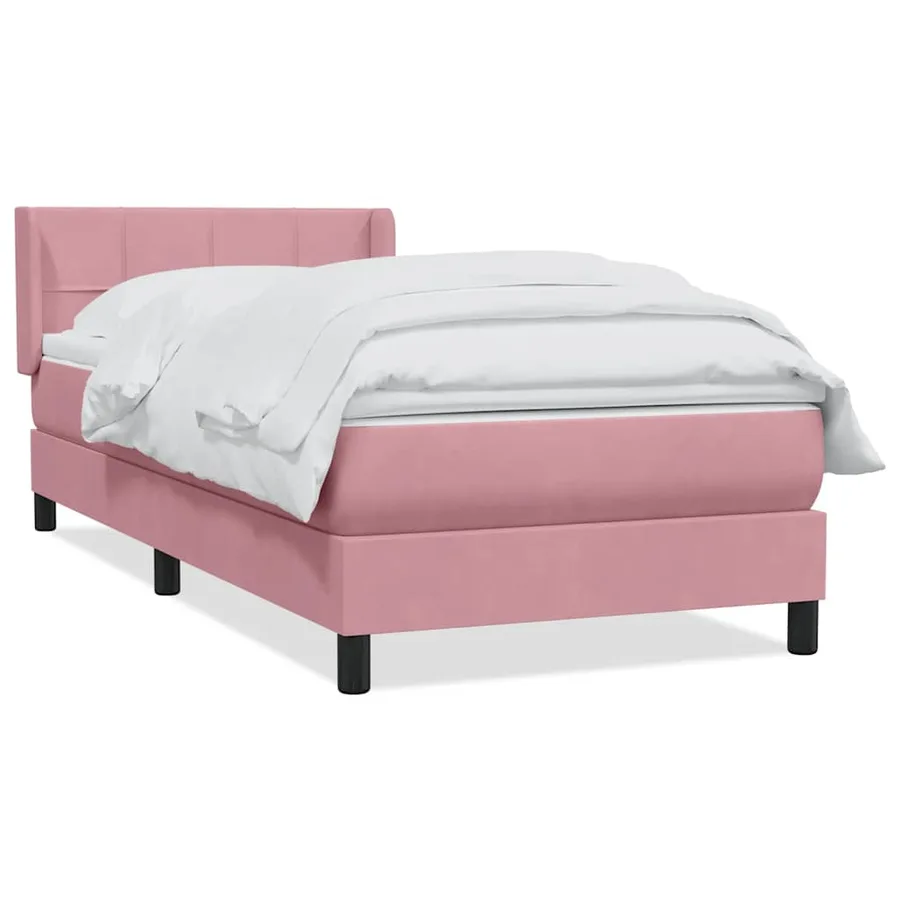 Sommier à lattes de lit avec matelas rose 90x220 cm velours - 2