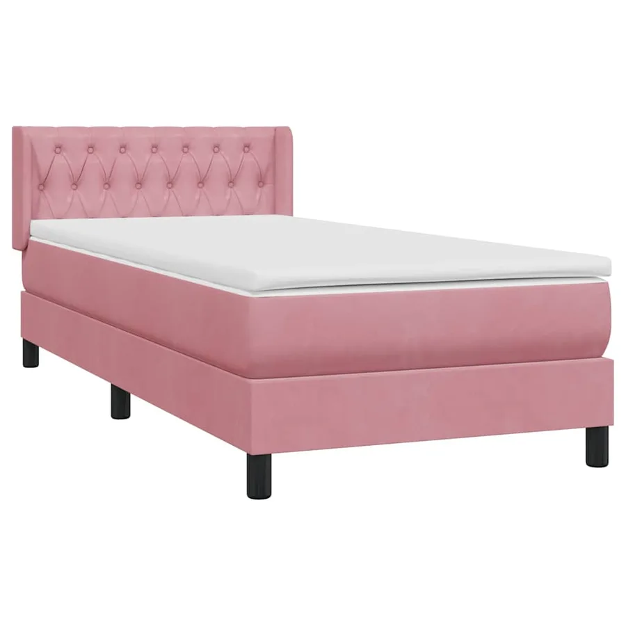Sommier à lattes de lit avec matelas rose 90x220 cm velours - 2
