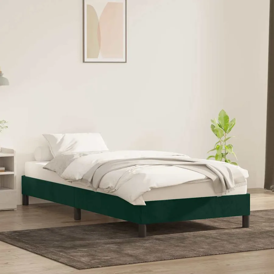 Cadre de lit sans matelas vert foncé 80x220 cm velours - 3