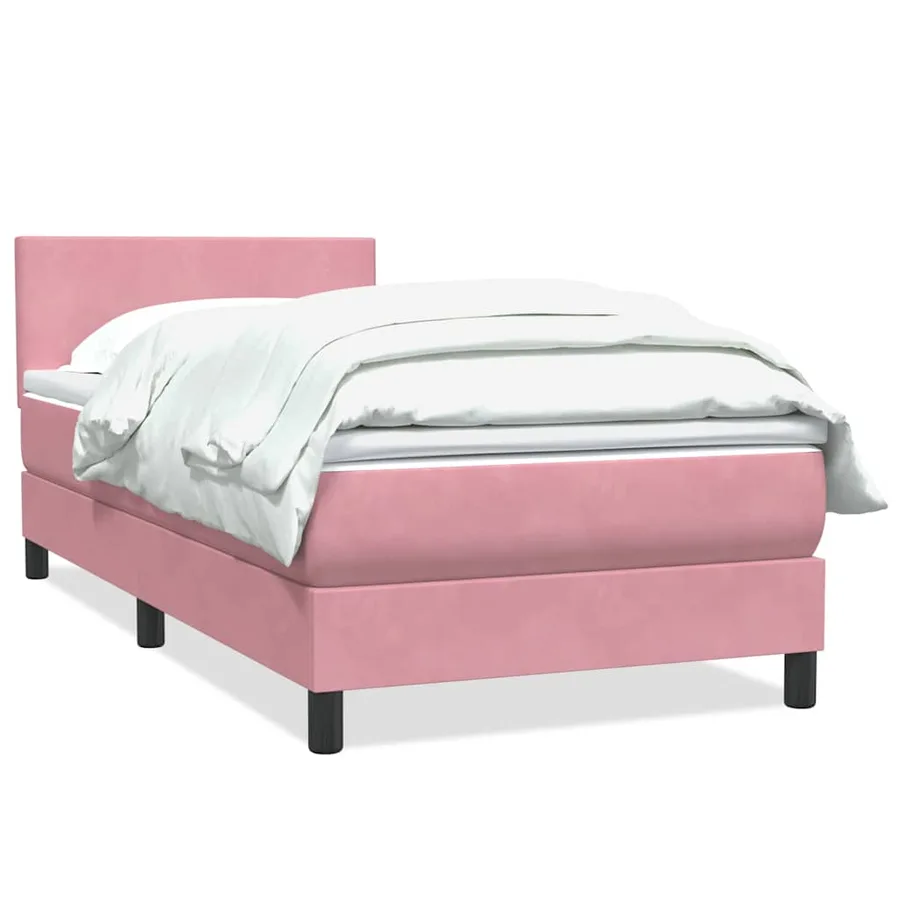 Sommier à lattes de lit avec matelas rose 90x210 cm velours - 2