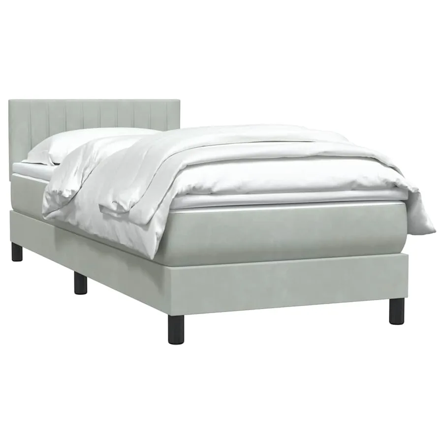 Sommier à lattes de lit et matelas gris clair 80x210 cm velours - 4