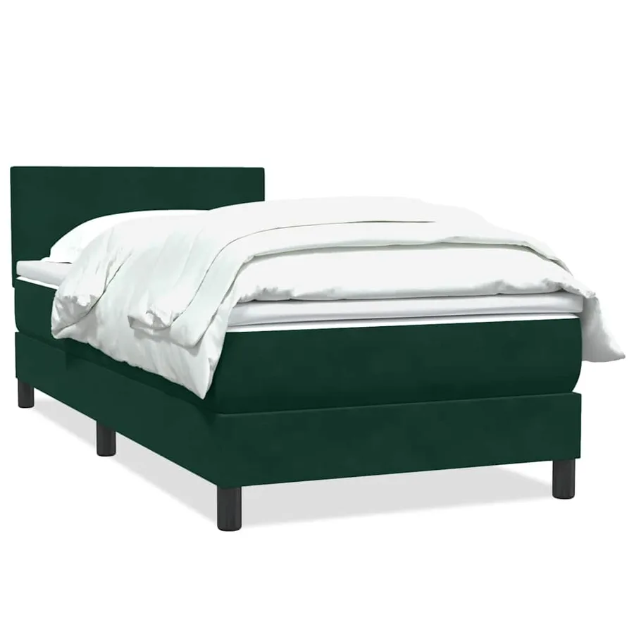 Sommier à lattes de lit et matelas vert foncé 80x220 cm velours - 2