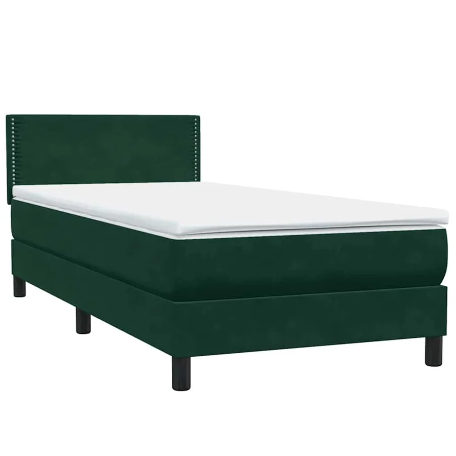Sommier à lattes de lit et matelas et LED vert foncé 80x220 cm velours - 5