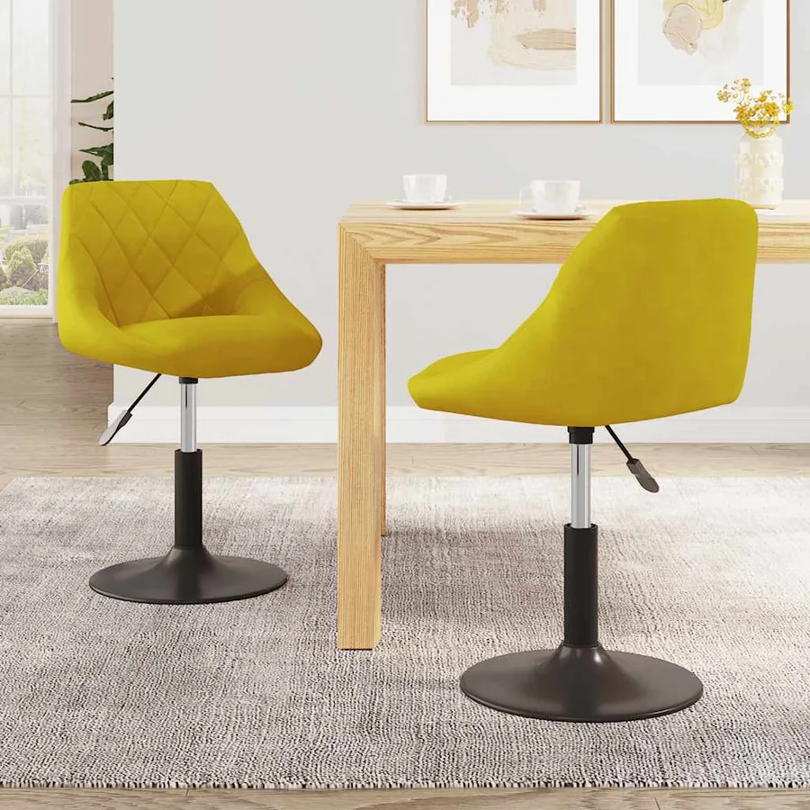 Chaises à manger pivotantes lot de 2 jaune moutarde velours