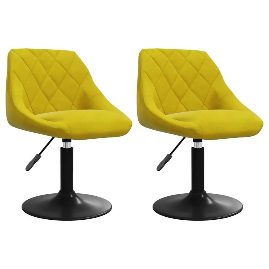Chaises à manger pivotantes lot de 2 jaune moutarde velours - 2