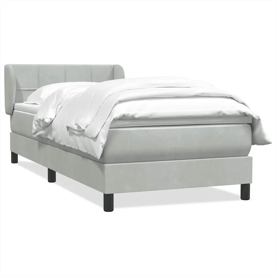 Sommier à lattes de lit et matelas gris clair 80x210 cm velours - 2