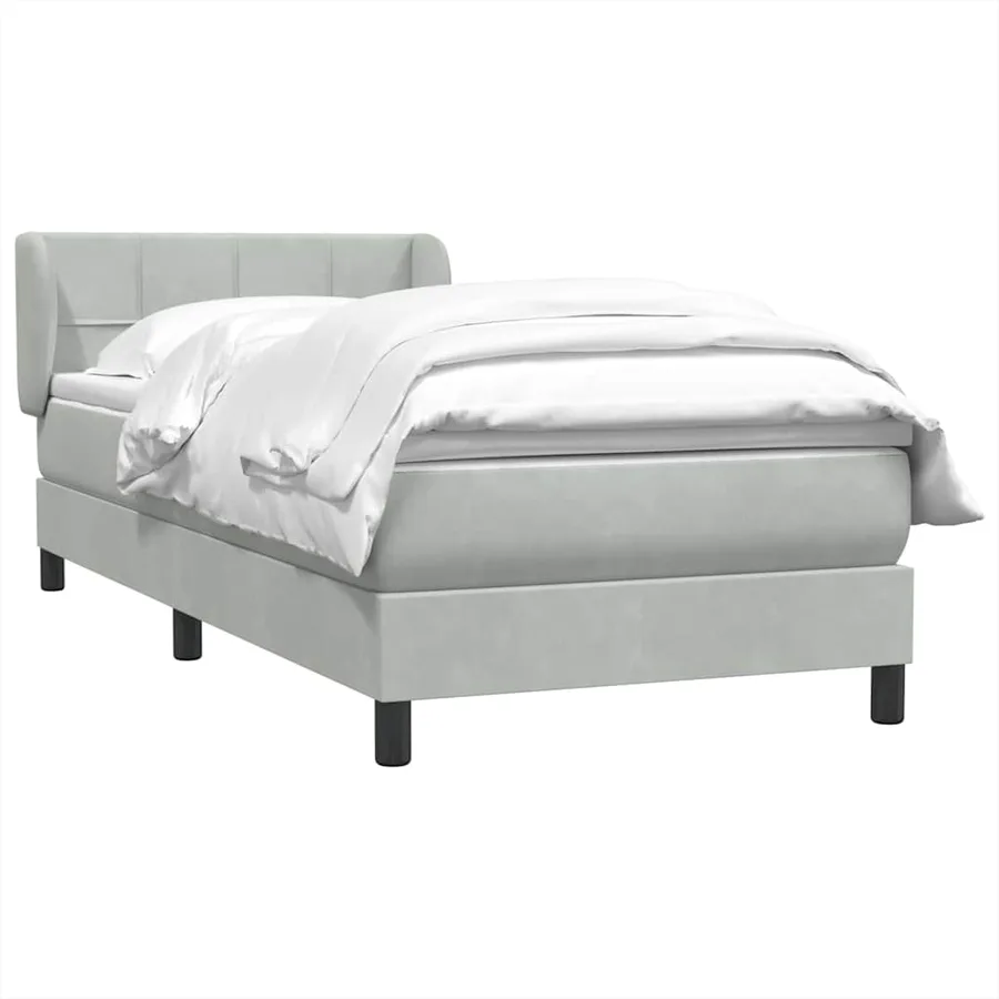 Sommier à lattes de lit et matelas gris clair 80x210 cm velours - 3
