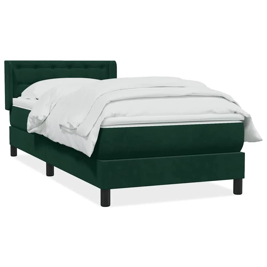 Sommier à lattes de lit et matelas vert foncé 80x220 cm velours - 2