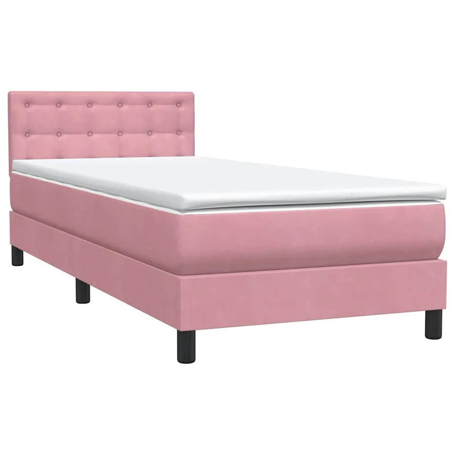 Sommier à lattes de lit avec matelas rose 80x210 cm velours - 4