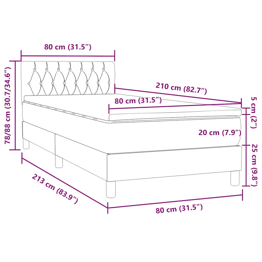 Sommier à lattes de lit avec matelas rose 80x210 cm velours - 12