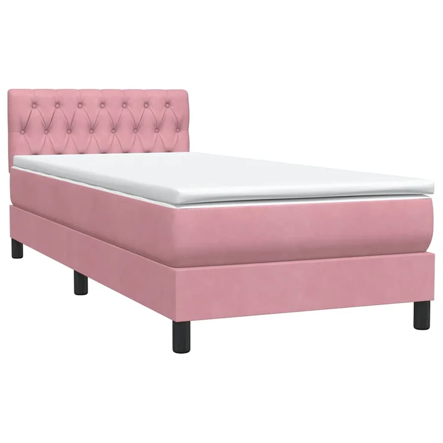 Sommier à lattes de lit avec matelas rose 80x210 cm velours - 4