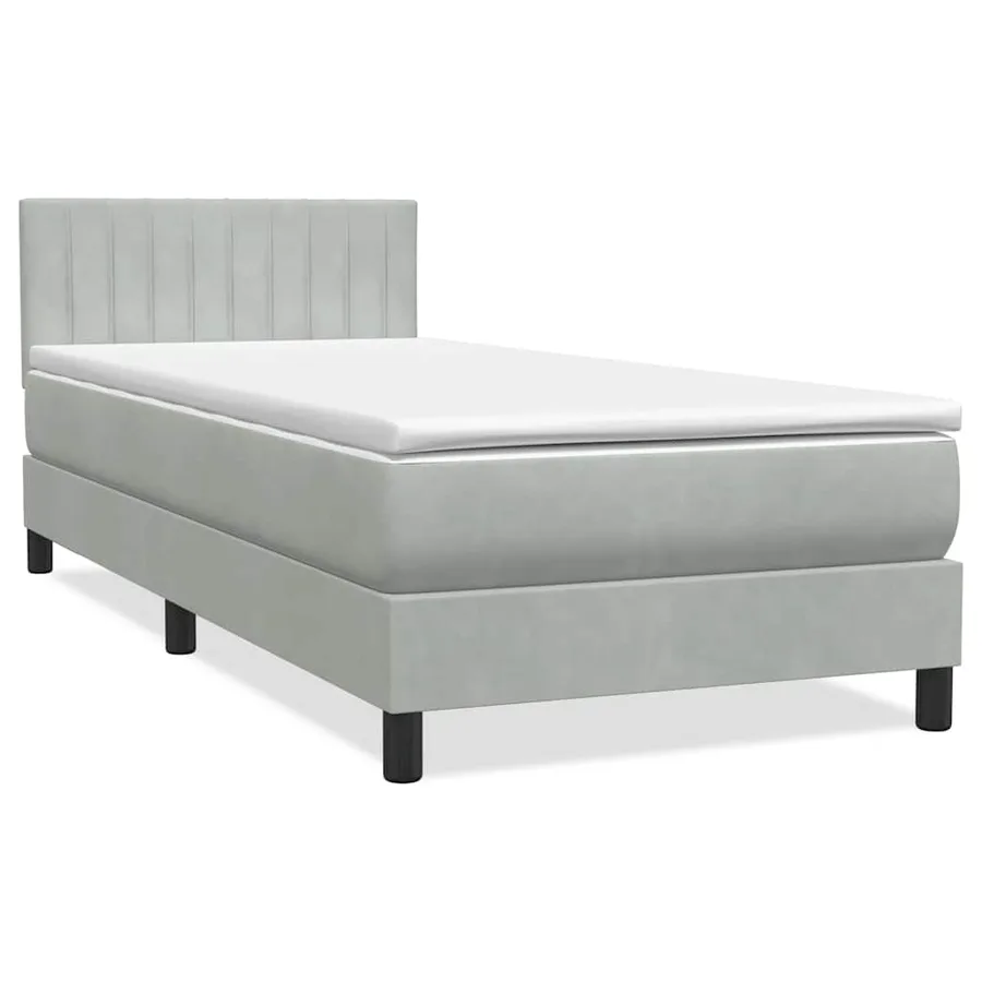 Sommier à lattes de lit et matelas et LED gris clair 80x210 cm velours - 3