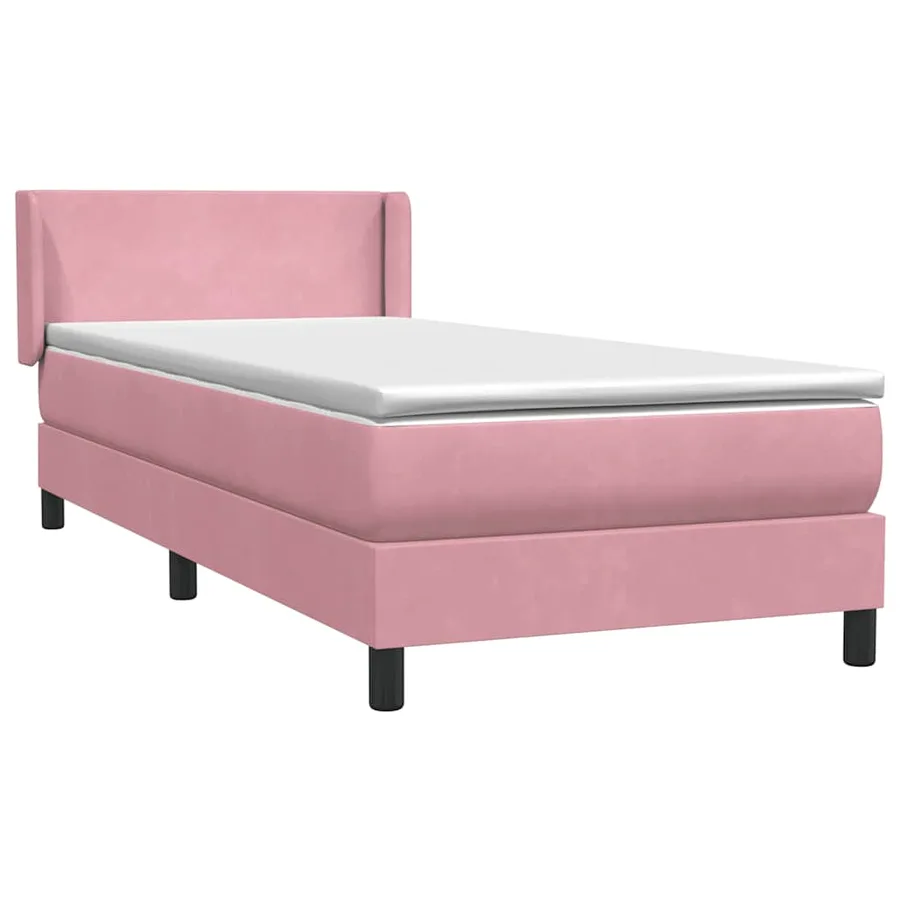 Sommier à lattes de lit avec matelas rose 80x210 cm velours - 4