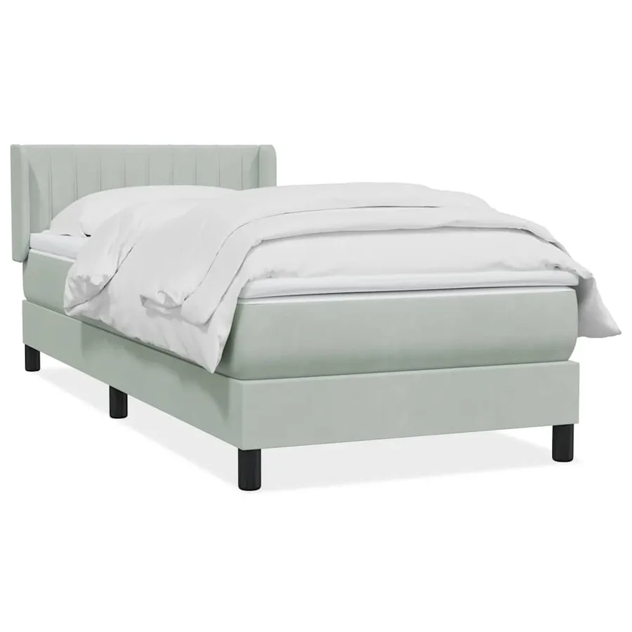 Sommier à lattes de lit et matelas gris clair 80x210 cm velours - 2