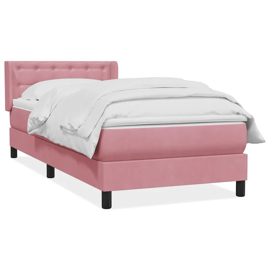 Sommier à lattes de lit avec matelas rose 80x210 cm velours - 2