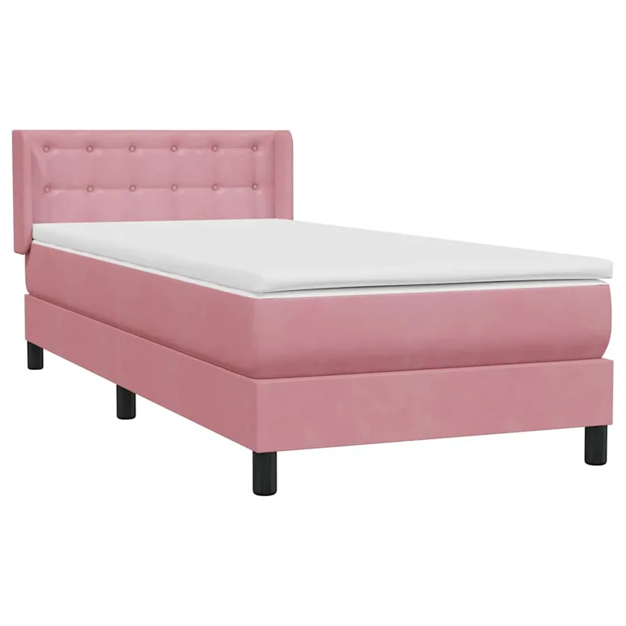 Sommier à lattes de lit avec matelas rose 80x210 cm velours - 4