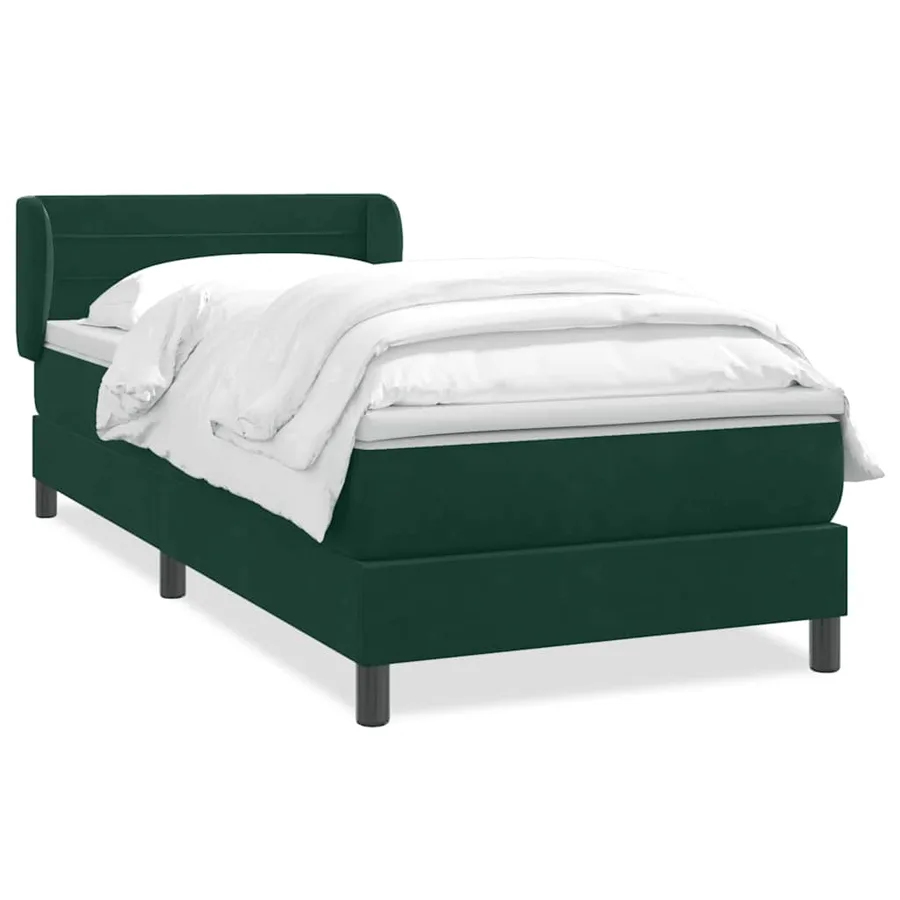 Sommier à lattes de lit et matelas vert foncé 80x220 cm velours - 2