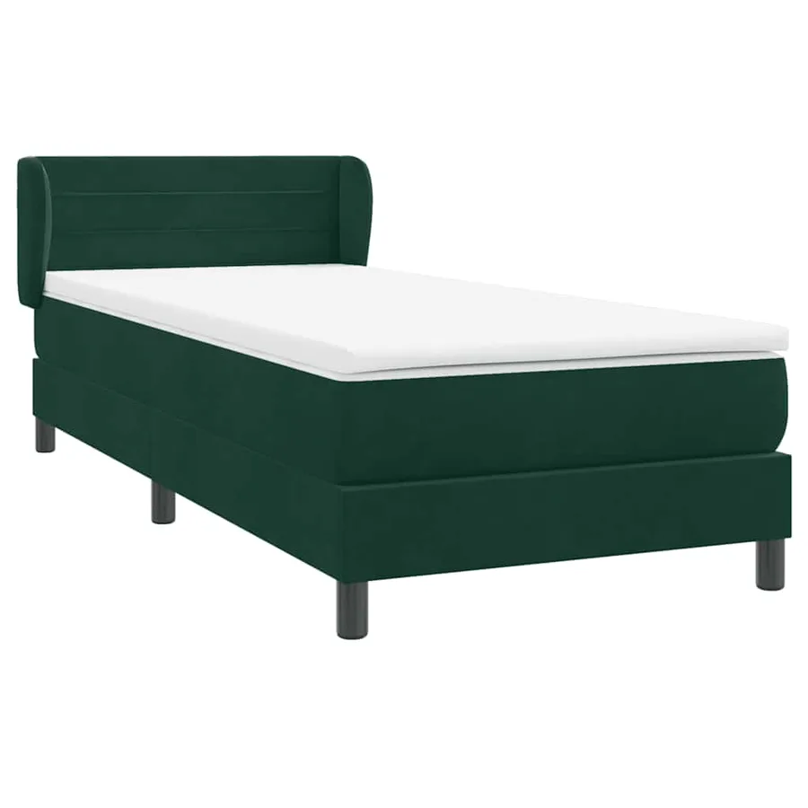 Sommier à lattes de lit et matelas vert foncé 80x220 cm velours - 4