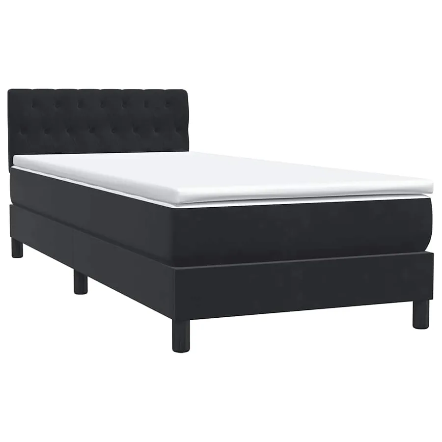 Sommier à lattes de lit avec matelas et LED noir 80x210 cm velours - 5