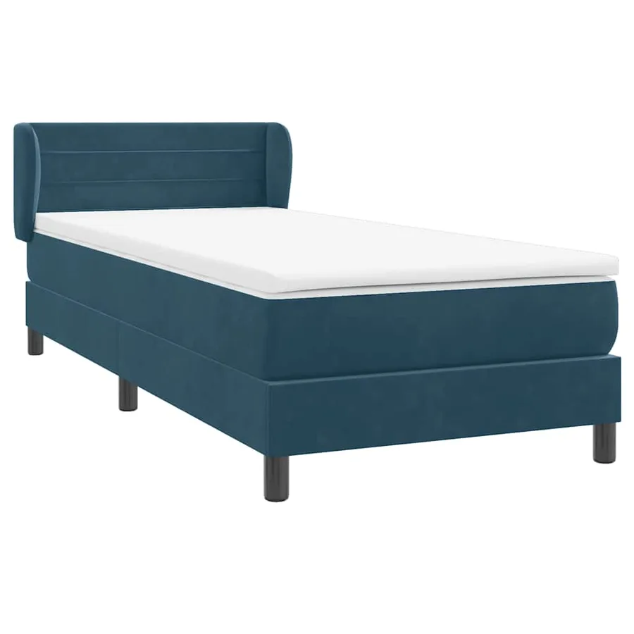 Sommier à lattes de lit et matelas bleu foncé 80x210 cm velours - 4