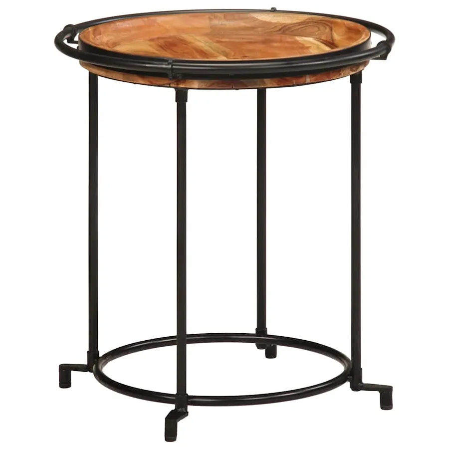 Ensemble de table d'appoint 2 pcs bois massif d'acacia - 3