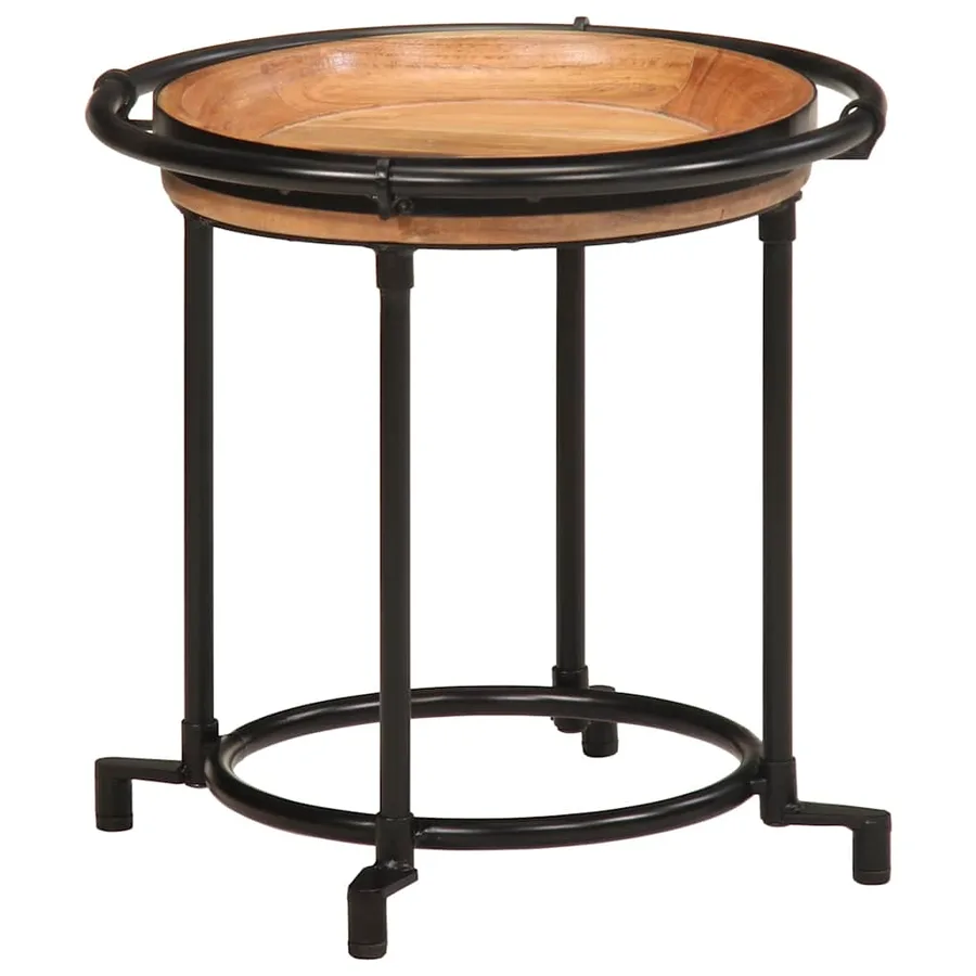 Ensemble de table d'appoint 2 pcs bois massif d'acacia - 4