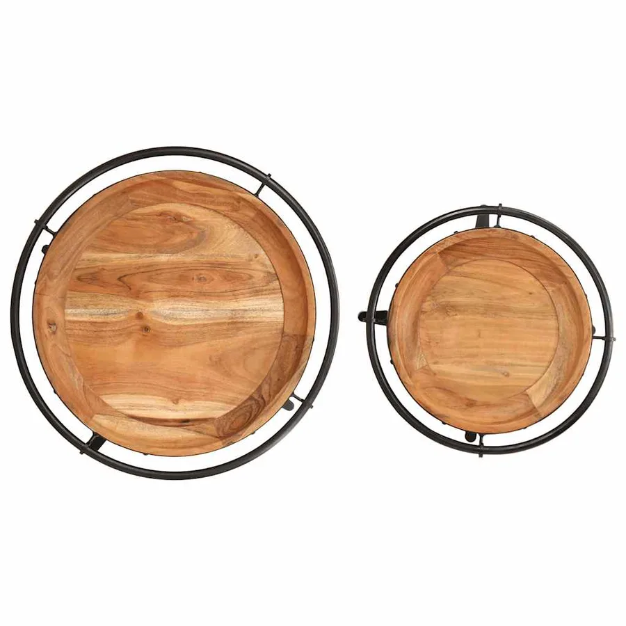 Ensemble de table d'appoint 2 pcs bois massif d'acacia - 5