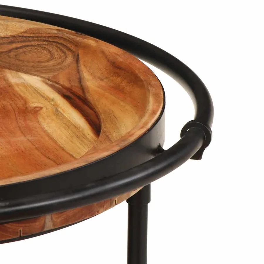 Ensemble de table d'appoint 2 pcs bois massif d'acacia - 6