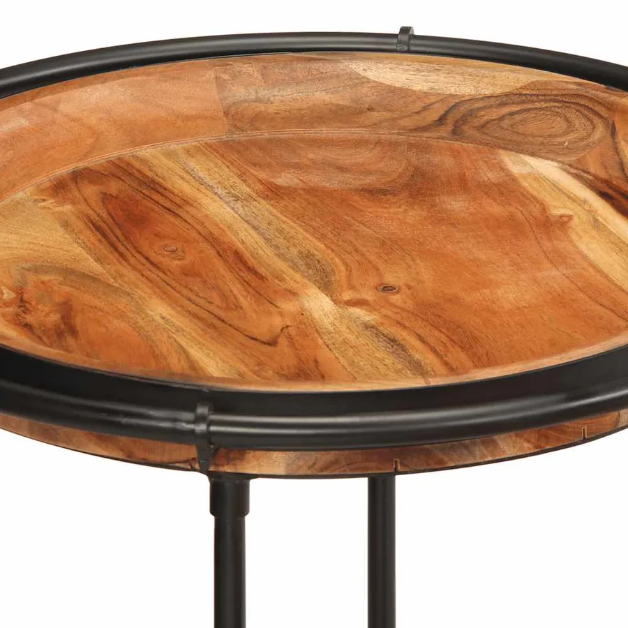 Ensemble de table d'appoint 2 pcs bois massif d'acacia - 7