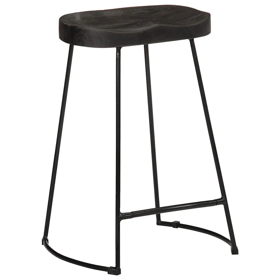 Tabourets de bar lot de 2 noir 45x40x62 cm bois manguier massif - 10