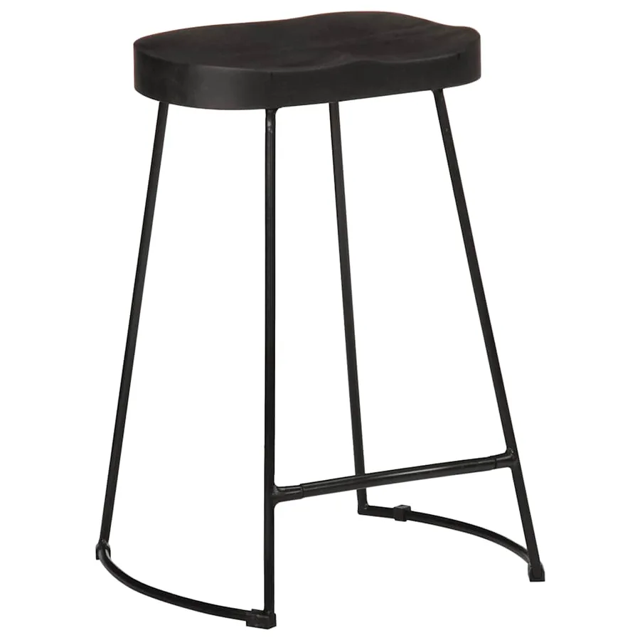 Tabourets de bar lot de 2 noir 45x40x62 cm bois manguier massif - 11