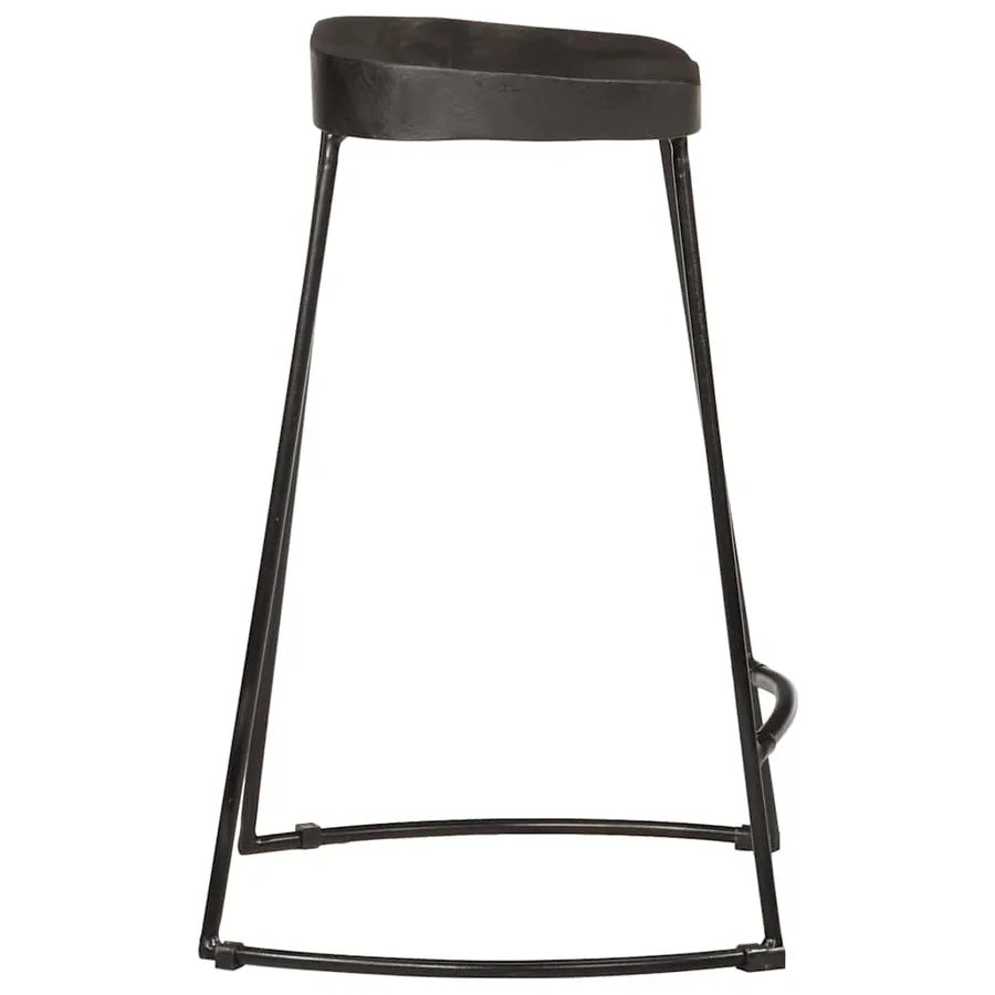 Tabourets de bar lot de 2 noir 45x40x62 cm bois manguier massif - 3