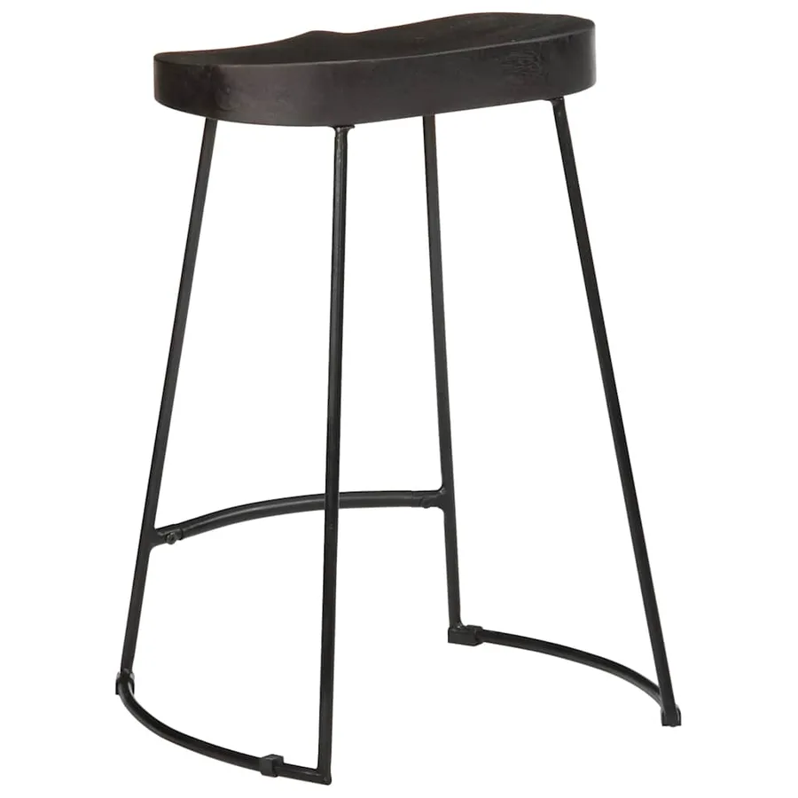 Tabourets de bar lot de 2 noir 45x40x62 cm bois manguier massif - 4