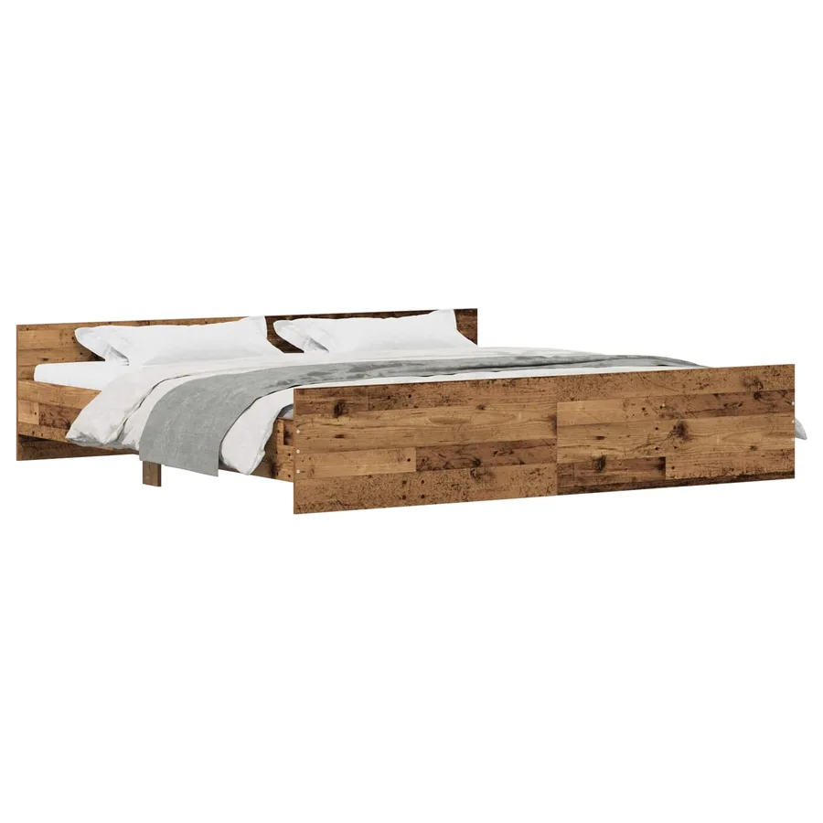 Cadre de lit Bois Ancien 203 x 203 x 50 cm Bois d'ingénierie - 2