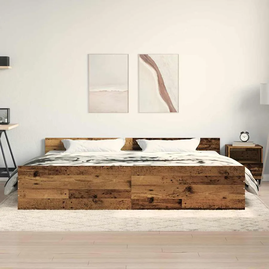 Cadre de lit Bois Ancien 203 x 203 x 50 cm Bois d'ingénierie - 3