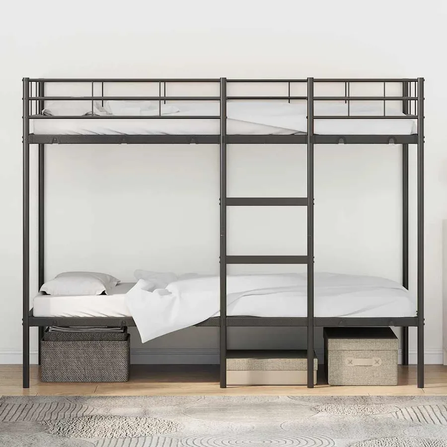 Lit superposé sans matelas noir 90x200 cm acier - 3