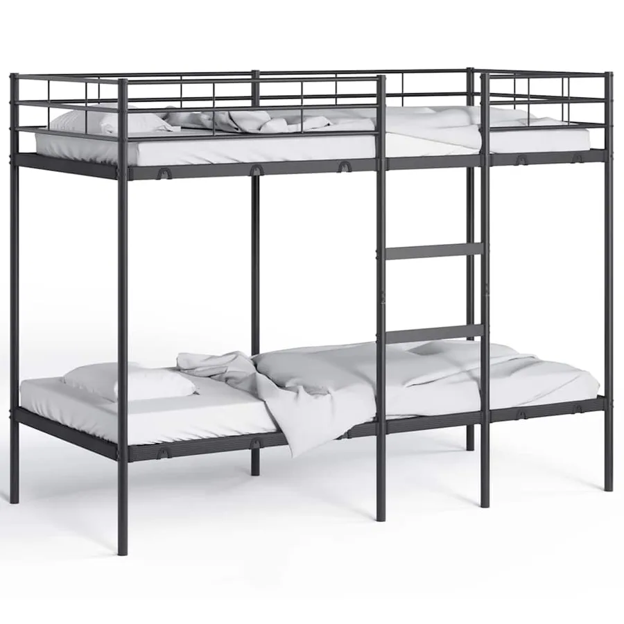 Lit superposé sans matelas noir 90x200 cm acier - 4