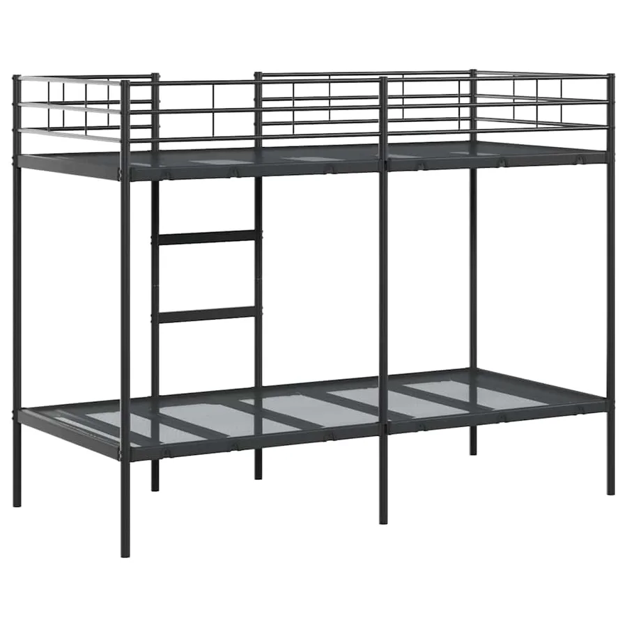 Lit superposé sans matelas noir 90x200 cm acier - 7