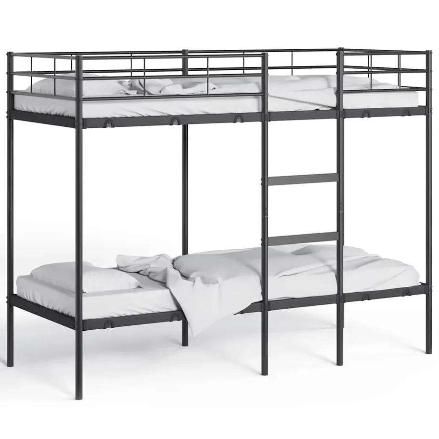 Lit superposé sans matelas noir 80x200 cm acier - 4