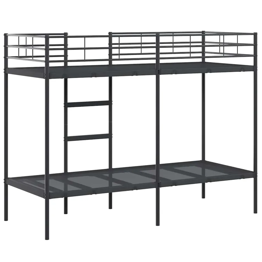 Lit superposé sans matelas noir 80x200 cm acier - 7